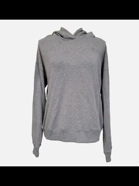 Marled Gray Hoodie with Pink Heart Accents